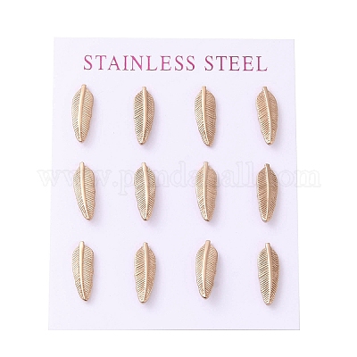 Серьги-гвоздики из нержавеющей стали 304 с ионным покрытием (IP) EJEW-C099-11RG-1