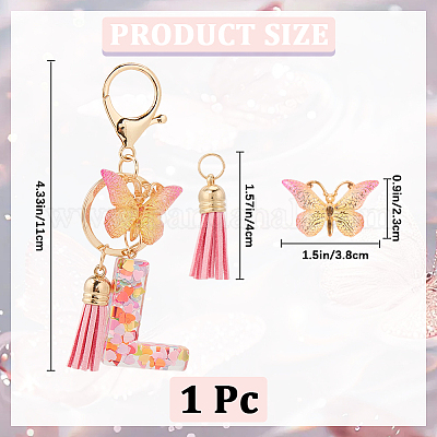 Брелок с кисточкой из цинкового сплава KEYC-WH20004-12B-1