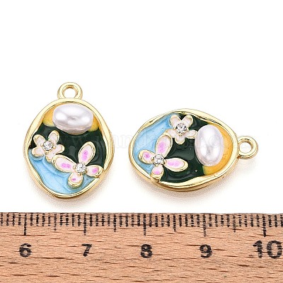 Подвески из сплава со стразами и эмалью ENAM-N065-09KCG-1