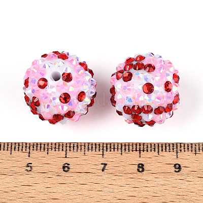 Круглые бусины из смолы со стразами на тему дня святого валентина OACR-T028-66B-1