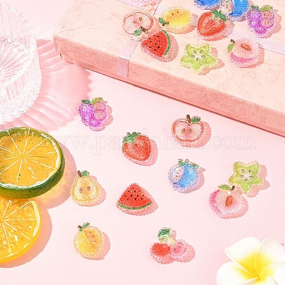 20 шт. 10 стиля вишня/груша/лимон/виноград/черника/персик/яблоко/арбуз/фрукты прозрачная эпоксидная смола декоден кабошоны RESI-FS0001-93-1