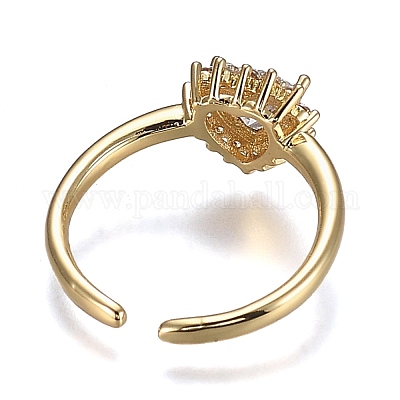 Латунные кольца из манжеты с прозрачным цирконием RJEW-P006-09G-1