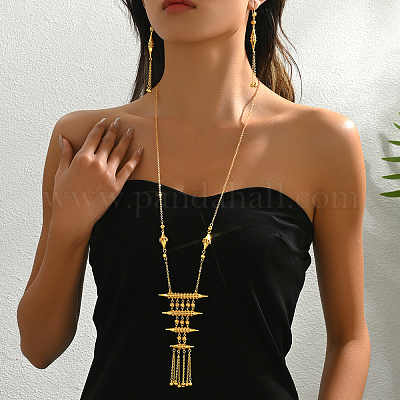 Элегантный модный комплект из латунных многослойных серег и ожерелий для женщин PS5490-1