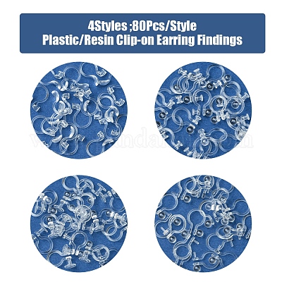 80 шт. 4 стиля фурнитуры для сережек-клипс из пластика/смолы KY-FS0001-35-1