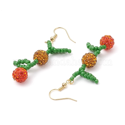 Бусины в стиле диско-шар с цельными круглыми латунными бусинами и латунными крючками для сережек EJEW-TA00632-01-1