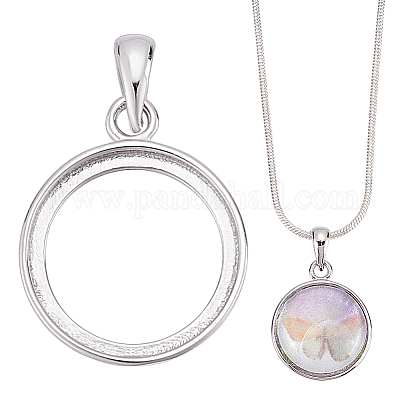 1 шт. 925 оправы для подвески из стерлингового серебра в форме кабошона STER-BC0002-78A-1