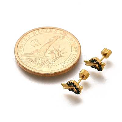 Серьги-гвоздики в форме сердца из нержавеющей стали 304 с ионным покрытием (IP) EJEW-A118-18G-01-1