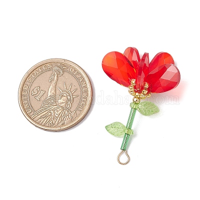 Подвески-цветы из стеклянных бусин ручной работы PALLOY-MZ00742-05-1