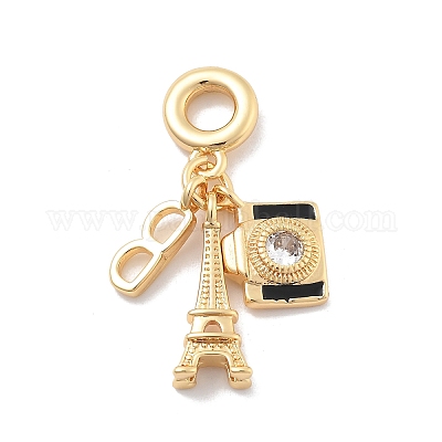 Европейские подвески из латуни с черной эмалью KK-M305-19G-01-1