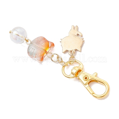 7 шт. подвеска в виде кошки из стекла и сплава с эмалью HJEW-JM03866-1