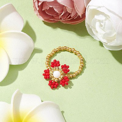 Круглые бусины с кольцами из бусин из драгоценных камней RJEW-MZ00015-05-1