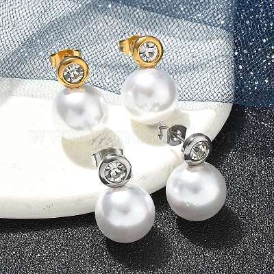 Круглые серьги-гвоздики из нержавеющей стали 304 с ионным покрытием (IP) EJEW-C099-17D-1