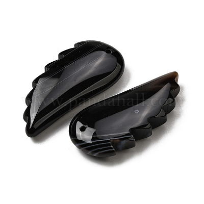 Подвески из натурального черного полосатого агата (окрашенного и подвергнутого термической обработке).&nbsp;G-F820-01G-1