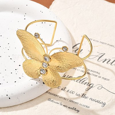 Ионное покрытие (ip) 304 нержавеющая сталь манжеты браслеты для женщин BJEW-A026-06G-1