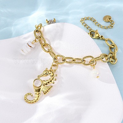 Браслеты с подвесками из нержавеющей стали 304 со стразами BJEW-L708-09G-1