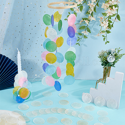 Окрашенные натуральные подвески-соединители из ракушек capiz FIND-WH0816-016A-1