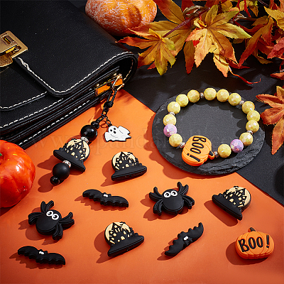 16 шт. 4 стиля силиконовых бусин на Хэллоуин SIL-SC0002-09-1