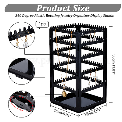 Пластиковые вращающиеся подставки для ювелирных изделий с углом поворота 360 градус EDIS-WH0022-11B-1