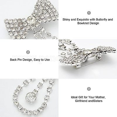 12 шт. 4 х хрустальных значков-бантов для лацканов JEWB-CA0001-19-1