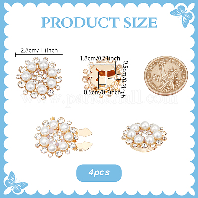 4 шт. запонки из сплава со стразами HJEW-NB00217-1