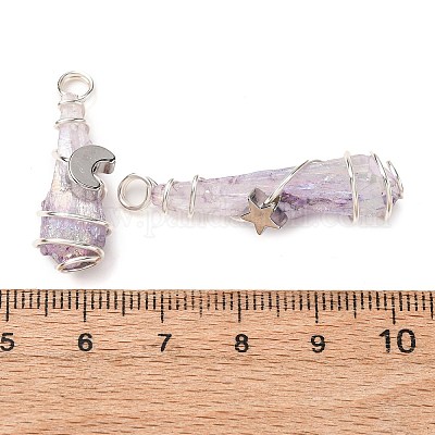 2 шт. подвески из натурального кварцевого кристалла с гальваническим покрытием PALLOY-JF03164-02-1