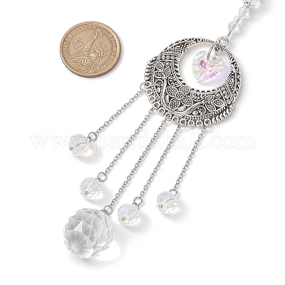 Плоские круглые подвесные украшения из сплава HJEW-JM01938-1