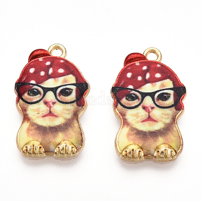 Подвески из сплава светлого золота с принтом ENAM-N056-208G-1