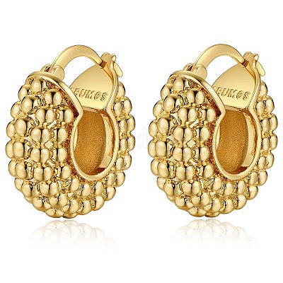 Серьги-кольца из латуни с круглыми бусинами FS-WG87EDF-01-1