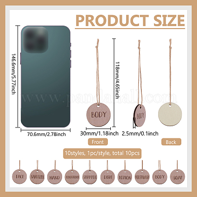 10 шт. деревянная этикетка для ванной комнаты HJEW-FG00028-1