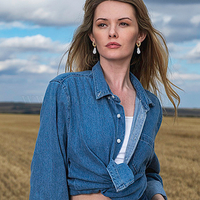 1 пара сережек-колец из АБС-пластика с жемчугом EJEW-FI0002-20-1