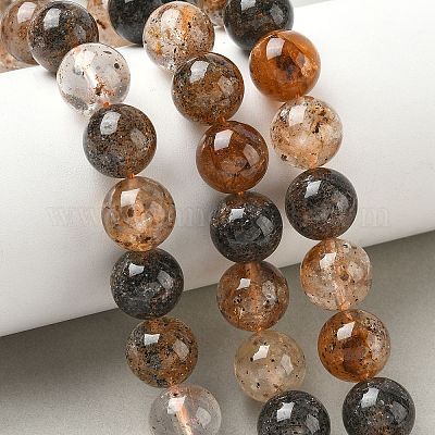 Нити натуральных алмазных бусин херкимер G-Z115-C01-12mm-1