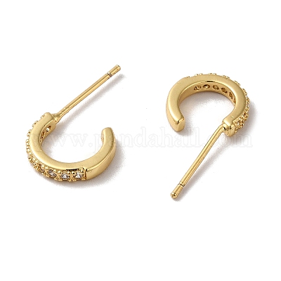 Круглые серьги-гвоздики из прозрачного кубического циркония EJEW-F313-01G-1