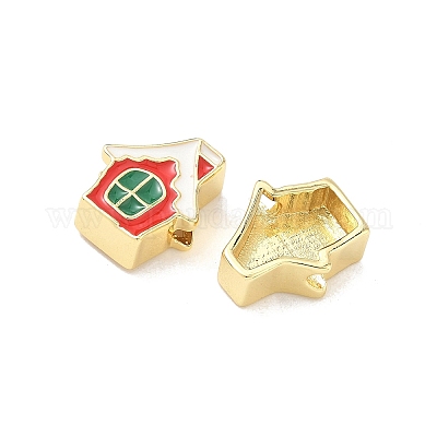 Рождественские латунные эмалевые бусины KK-I474-G17-1