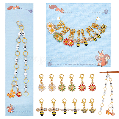 Наборы счетчиков цепочек для вязания рядов и маркеров для запирания петель HJEW-AB00524-1