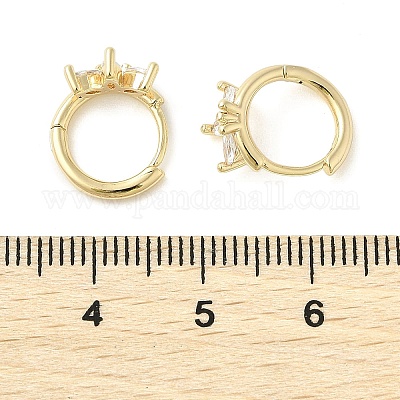 Серьги-кольца из латуни с прозрачным фианитом EJEW-Q014-27G-1