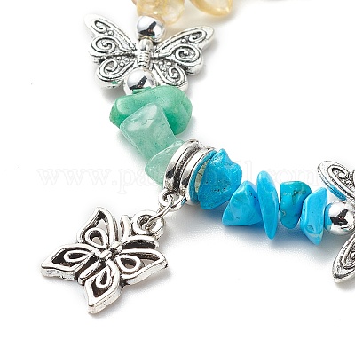 7 шт. 7 стильных браслета с шармами в виде бабочек из сплава BJEW-JB08875-1