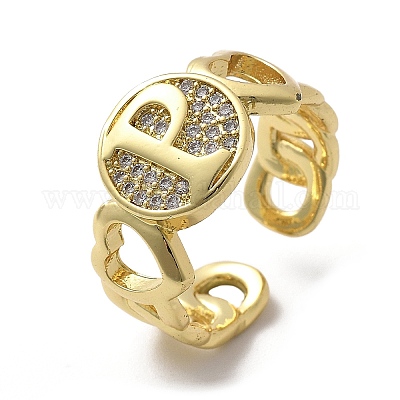 Открытые манжеты из латуни с микропаве и прозрачным цирконием для женщин RJEW-K289-02G-P-1