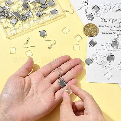 Наборы для самостоятельного изготовления квадратных сережек-подвесок DIY-FS0009-17-1