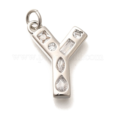 Латунные микропаве прозрачные подвески с фианитом KK-G521-01P-Y-1