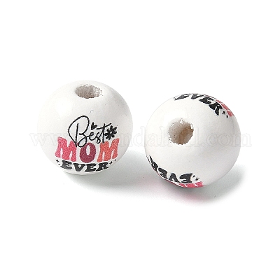 Тема дня матери печатные деревянные европейские бусины WOOD-F016-10-1