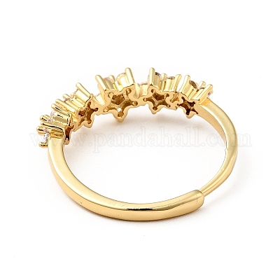 Регулируемое кольцо с цветком из прозрачного кубического циркония RJEW-I087-08-1