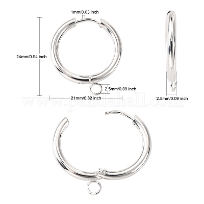 201 фурнитура для сережек-колец Huggie Hoop из нержавеющей стали STAS-P283-01H-S-1
