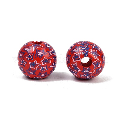 Тема Дня независимости деревянные европейские бусы WOOD-Z005-01A-01-1