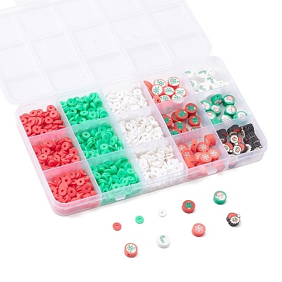 9 стильные рождественские бусины ручной работы из полимерной глины CLAY-YW0001-91-1