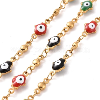 Эмалированная рука хамса с цепями от сглаза CHS-G023-02G-02-1