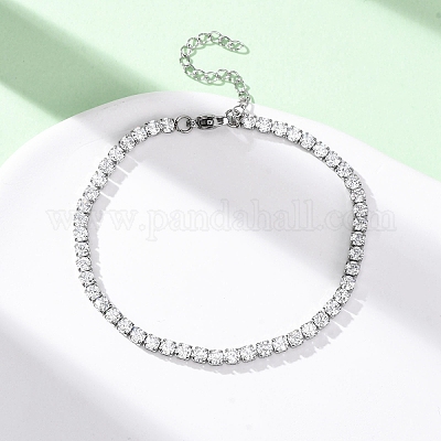 Браслеты-цепочки из нержавеющей стали 304 с кубическим цирконием для женщин BJEW-G754-01B-P03-1