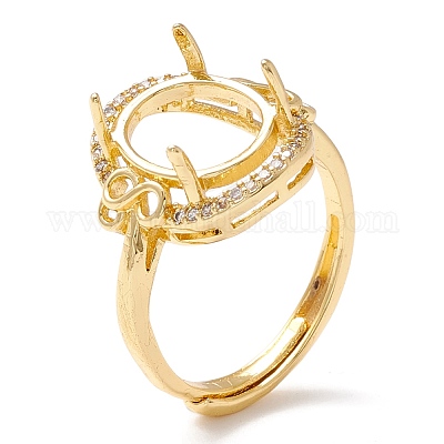 Латунный кубический цирконий регулируемые компоненты кольца-солитера KK-K266-10G-1