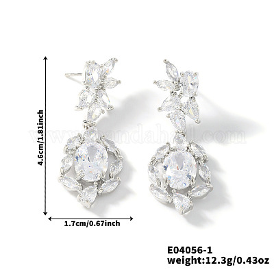 Элегантные и простые серьги-гвоздики с кисточками из прозрачного кубического циркония из латуни GP2120-1-1