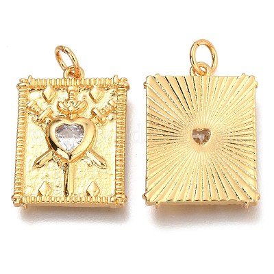 Латунные микропаве прозрачные подвески с фианитом ZIRC-O036-53G-1