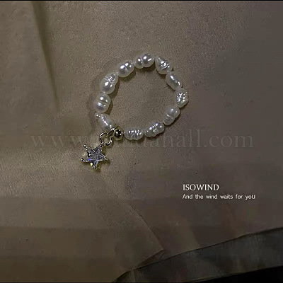 Кольца из натурального пресноводного жемчуга с бусинами WG03D15-03-1